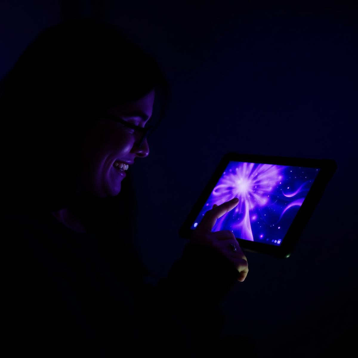 Disabled makers exploring immersive tech in an indigo-lit studio